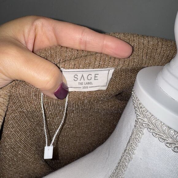 Sage The Label Camel Button Down Ribbed Shacket Womans Sz XS/S Brown Oversized - Picture 6 of 6